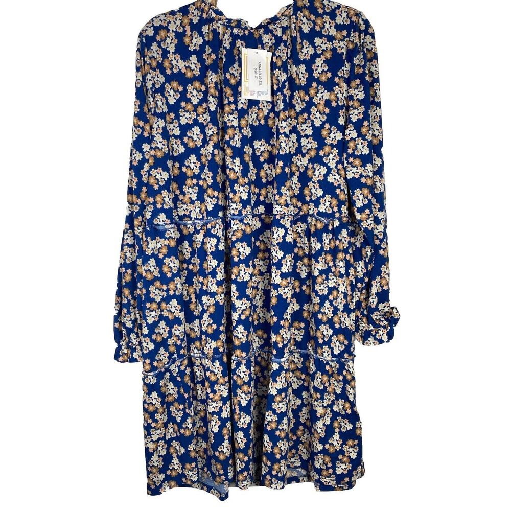 Lularoe Dress Annabelle Tiered Ruffle Stretchy Long Sleeve Size 2XL